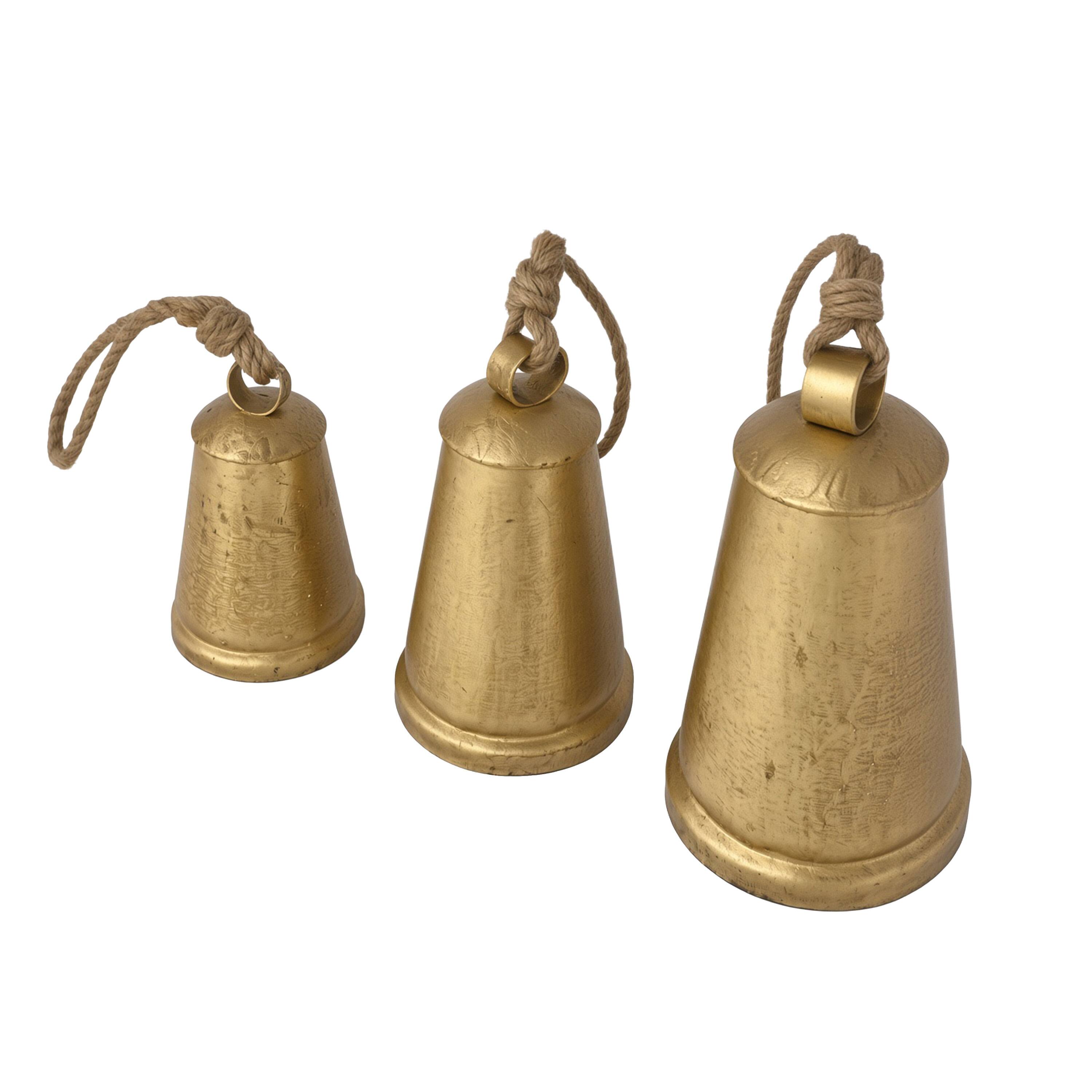 Manhattan Lane Loma Set of 3 Wall Hanging Bells, Natural Jute Rope ...
