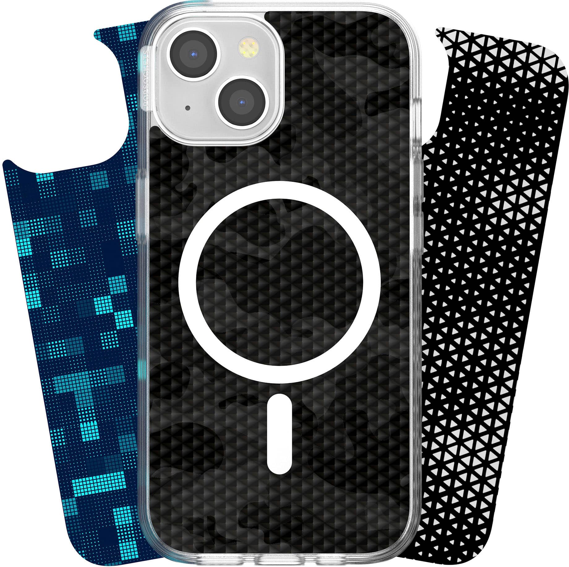 Front. PopSockets - Looks iPhone 15 Swappable Graphic Case Inserts (3 per pack) - compatible with PopSockets PopCase only - Geo Collection.