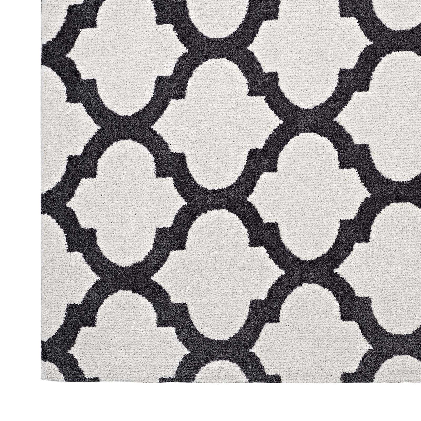 Alt View 1. Modway - Lida Moroccan Trellis Area Rug - Ivory and Charcoal.