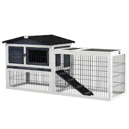Pawhut - Level 59" Outdoor Rabbit Hutch with Openable Top