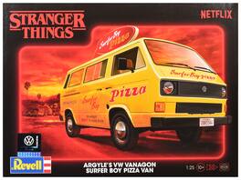 Level 3 1/25 Model Kit Argyle’s Volkswagen Vanagon "Surfer Boy Pizza" Van from Stranger Things TV Series by Revell - Beige