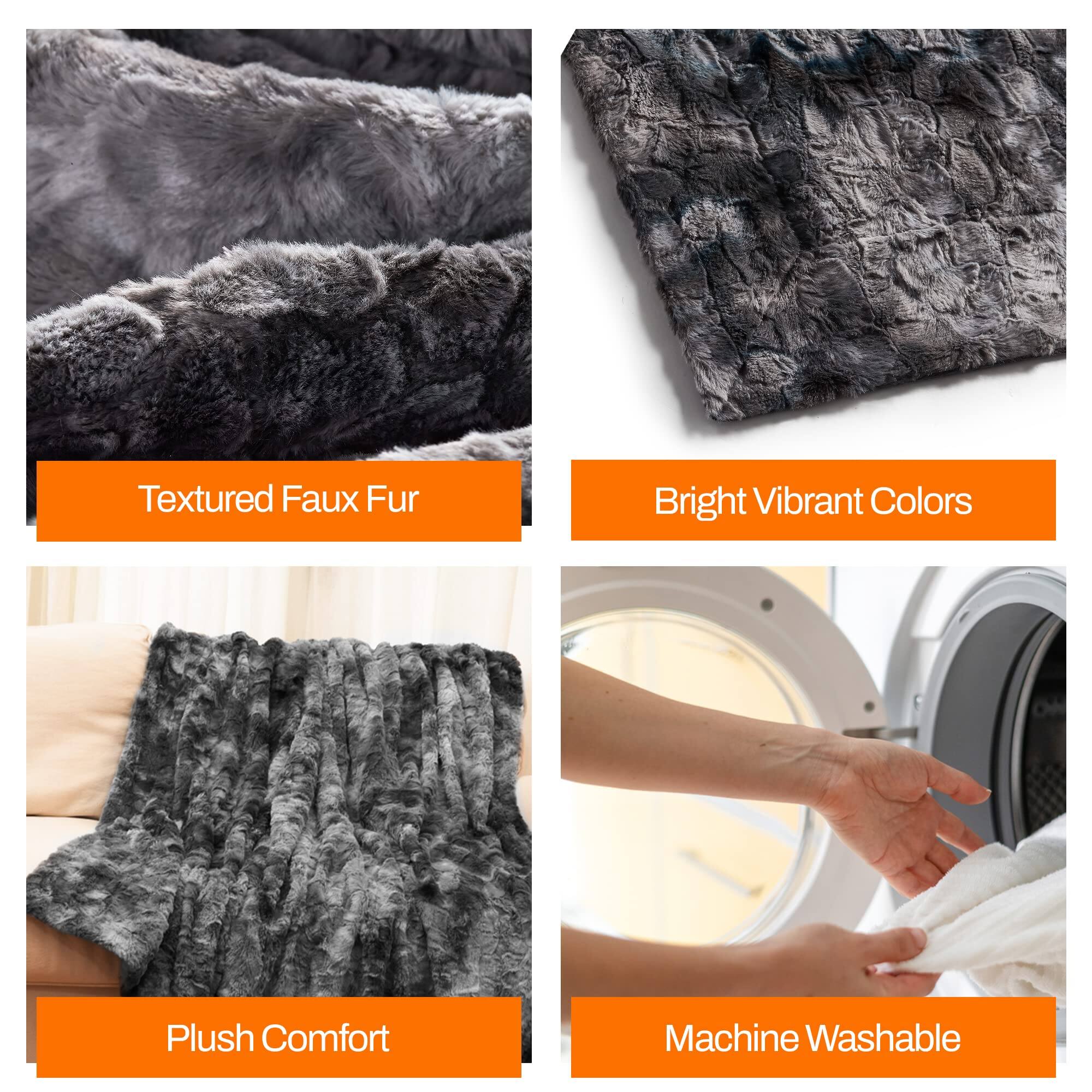 Textured Faux Fur  
Bright Vibrant Colors  
Plush Comfort  
Machine Washable