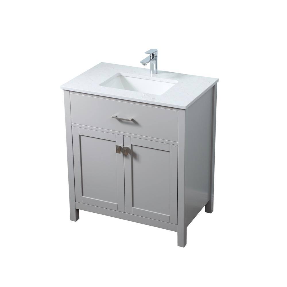 Alt View 3. Elegant Kitchen and Bath - 30 Inch SIngle Bathroom Vanity In Grey - Grey.