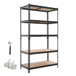 VEVOR - Storage Shelves, 5-Tier Adjustable, 2500 lbs Capacity, Heavy Duty Garage Storage Shelving Unit, Metal Utility Rack Shelf - Black