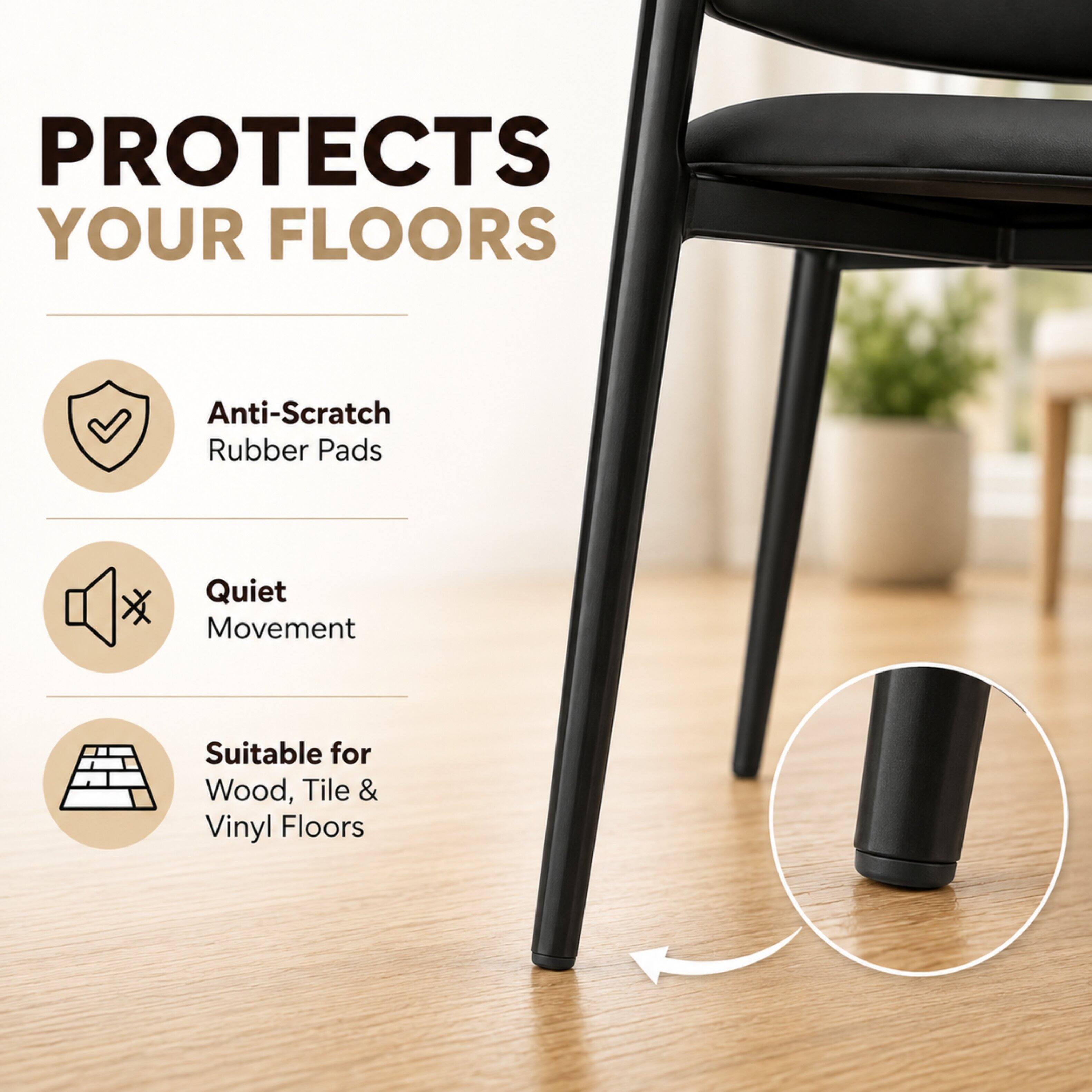 PROTECTS YOUR FLOORS

- Anti-Scratch Rubber Pads
- Quiet Movement
- Suitable for Wood, Tile & Vinyl Floors
