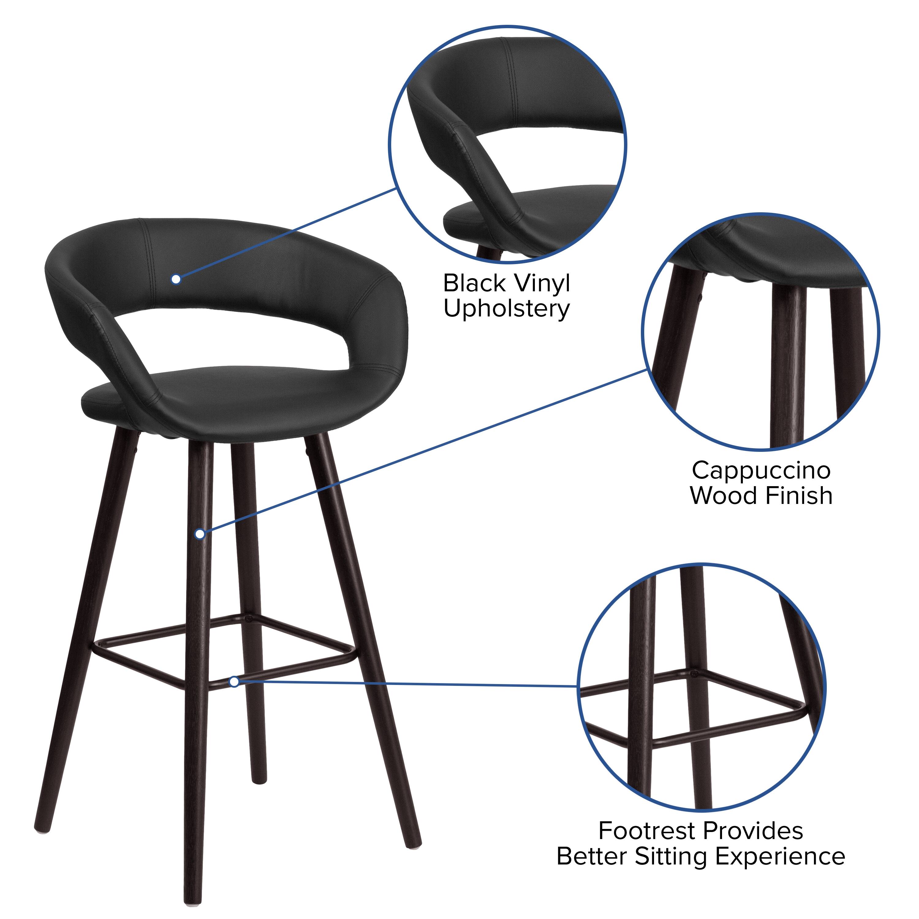 Black Vinyl Upholstery  
Cappuccino Wood Finish  
Footrest Provides Better Sitting Experience