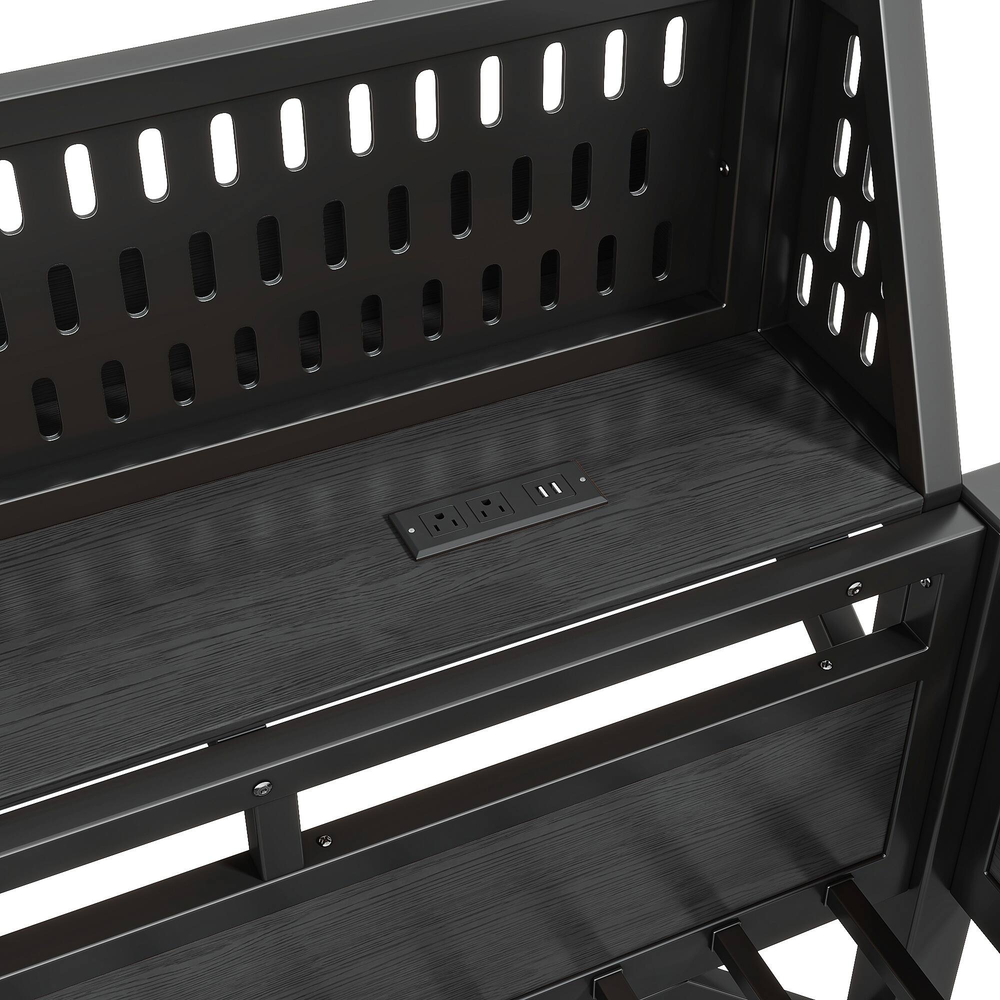 Alt View 7. Boyel Living - Twin XL Size Loft Bed Frame with Storage Shelves and Pegboard Metal Loft Bed - Black.