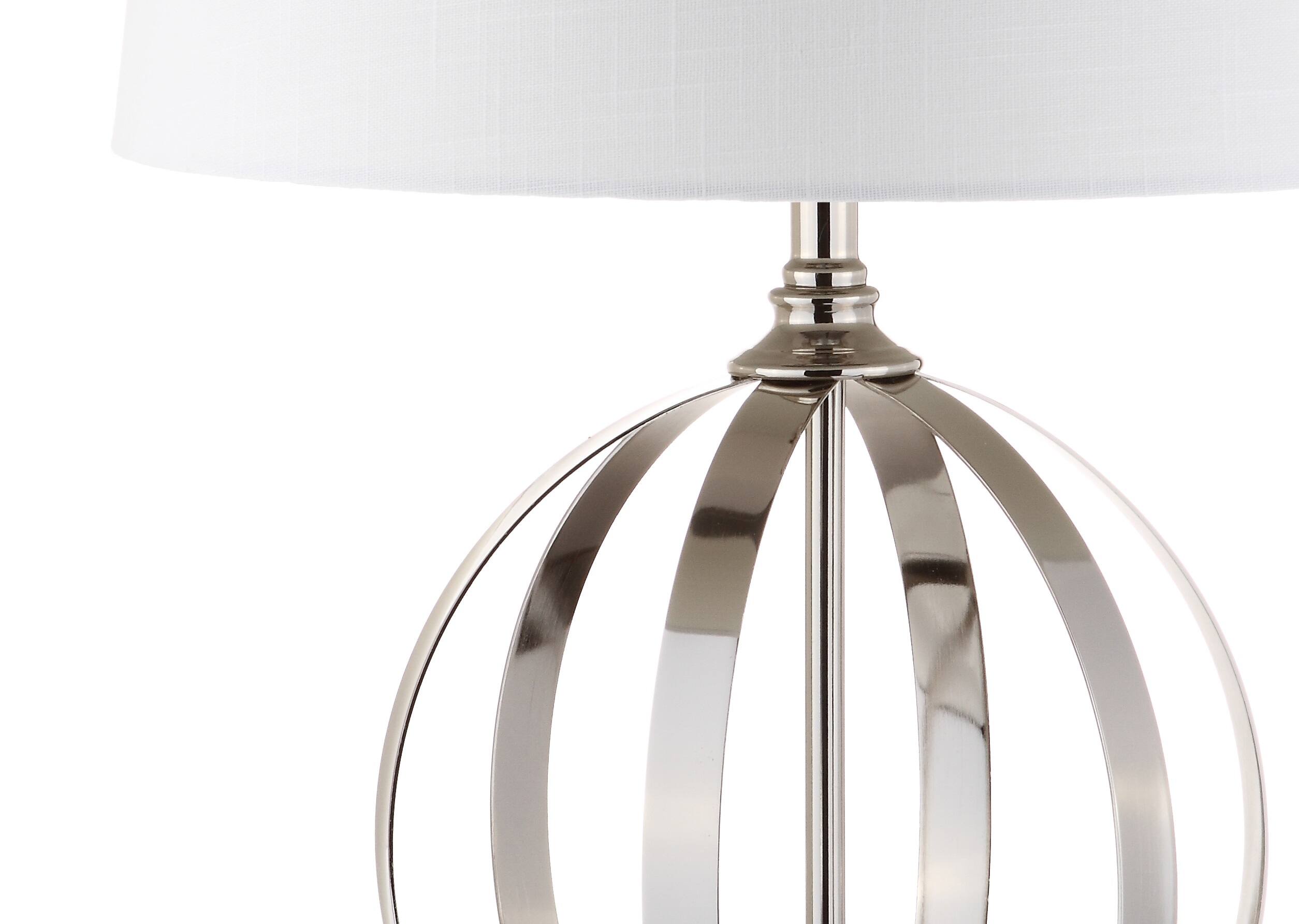 Alt View 4. Jonathan Y - Logan 26" Metal Orb LED Table Lamp, Polished Nickel - Silver.