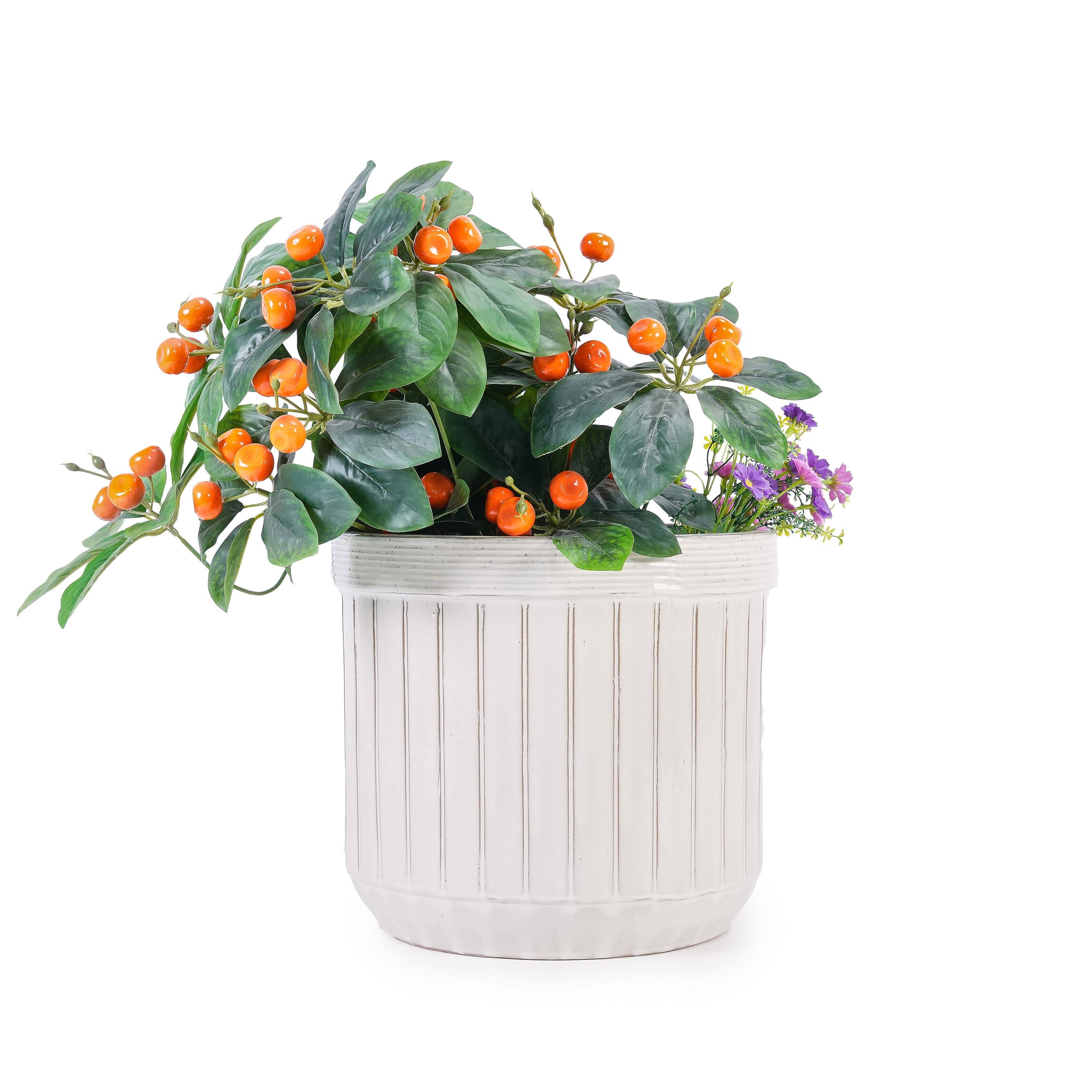 Alt View 4. Loheer - Ceramic Planter Set Loheer Handmade White Ceramic Planters Set of 4, 6 8 10 12 Inch Indoor Outdoor Pots.