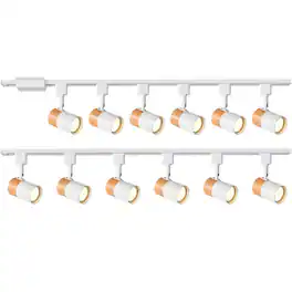 Dazzed Corner - 12-Light LED Track Lighting Kit with 13FT H-Type Rails, GU10 Modern Kitchen Ceiling Spot Lights (No Bulbs) - White