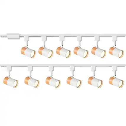 Front. Dazzed Corner - 12-Light LED Track Lighting Kit with 13FT H-Type Rails, GU10 Modern Kitchen Ceiling Spot Lights (No Bulbs) - White.