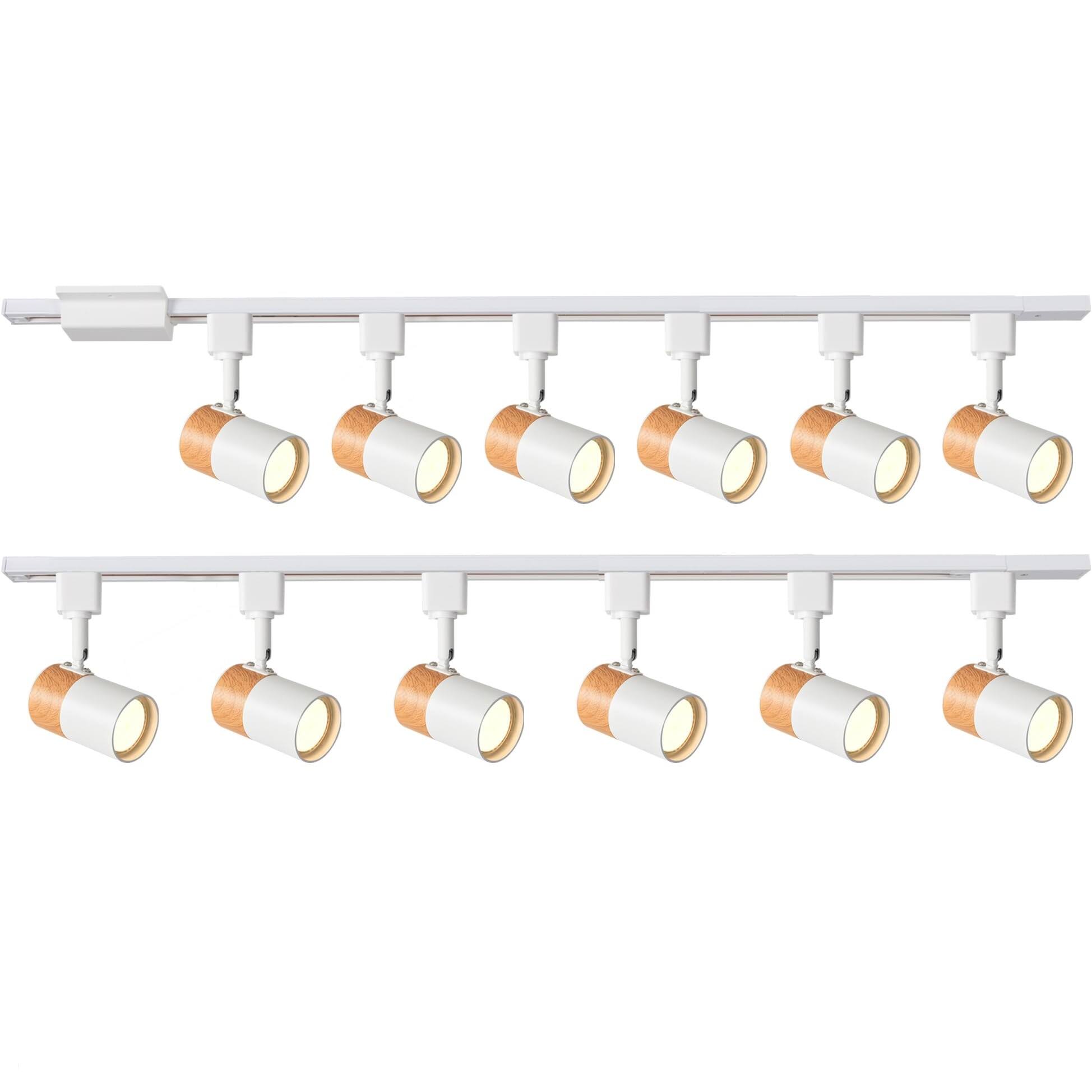 Front. Dazzed Corner - 12-Light LED Track Lighting Kit with 13FT H-Type Rails, GU10 Modern Kitchen Ceiling Spot Lights (No Bulbs) - White.