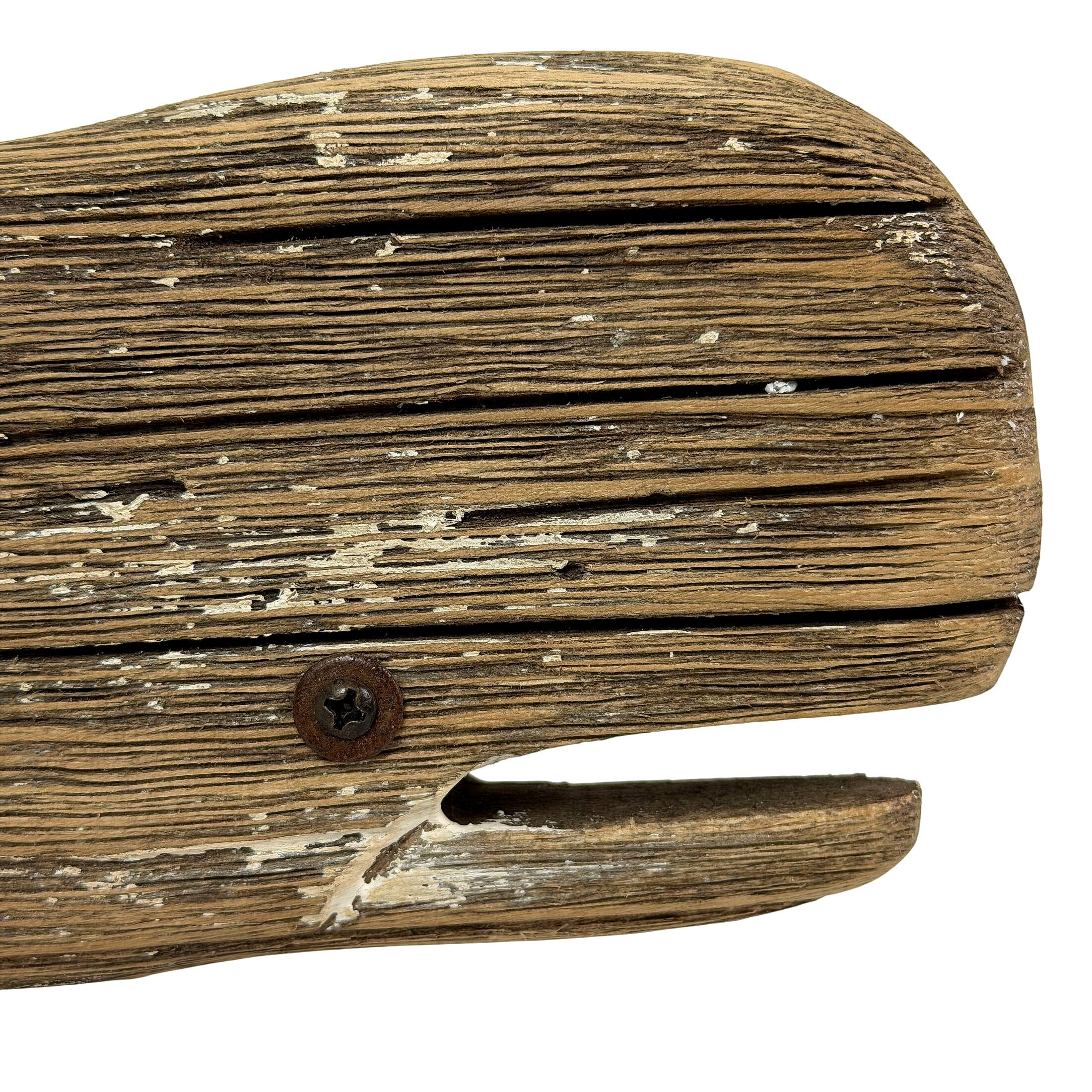 Alt View 7. Things2Die4 - Wood Whale Statue on Stand Rustic Coastal 13.5 Inches Long Shelf Decor - Natural.
