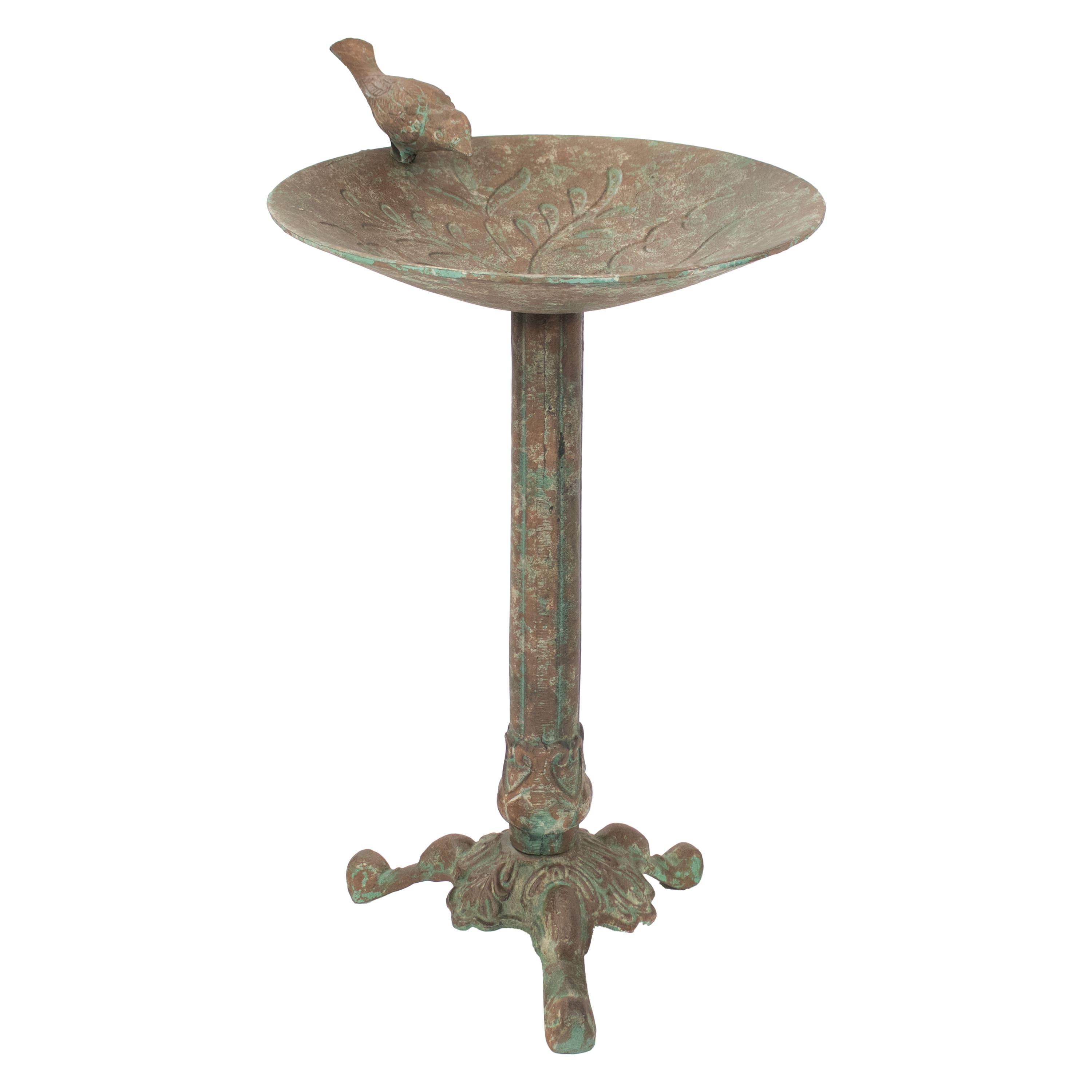 Sunnydaze - Ivy and Sage Metal Bird Bath - 12.25 in - Rustic Patina