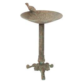 Sunnydaze - Ivy and Sage Metal Bird Bath - 12.25 in - Rustic Patina