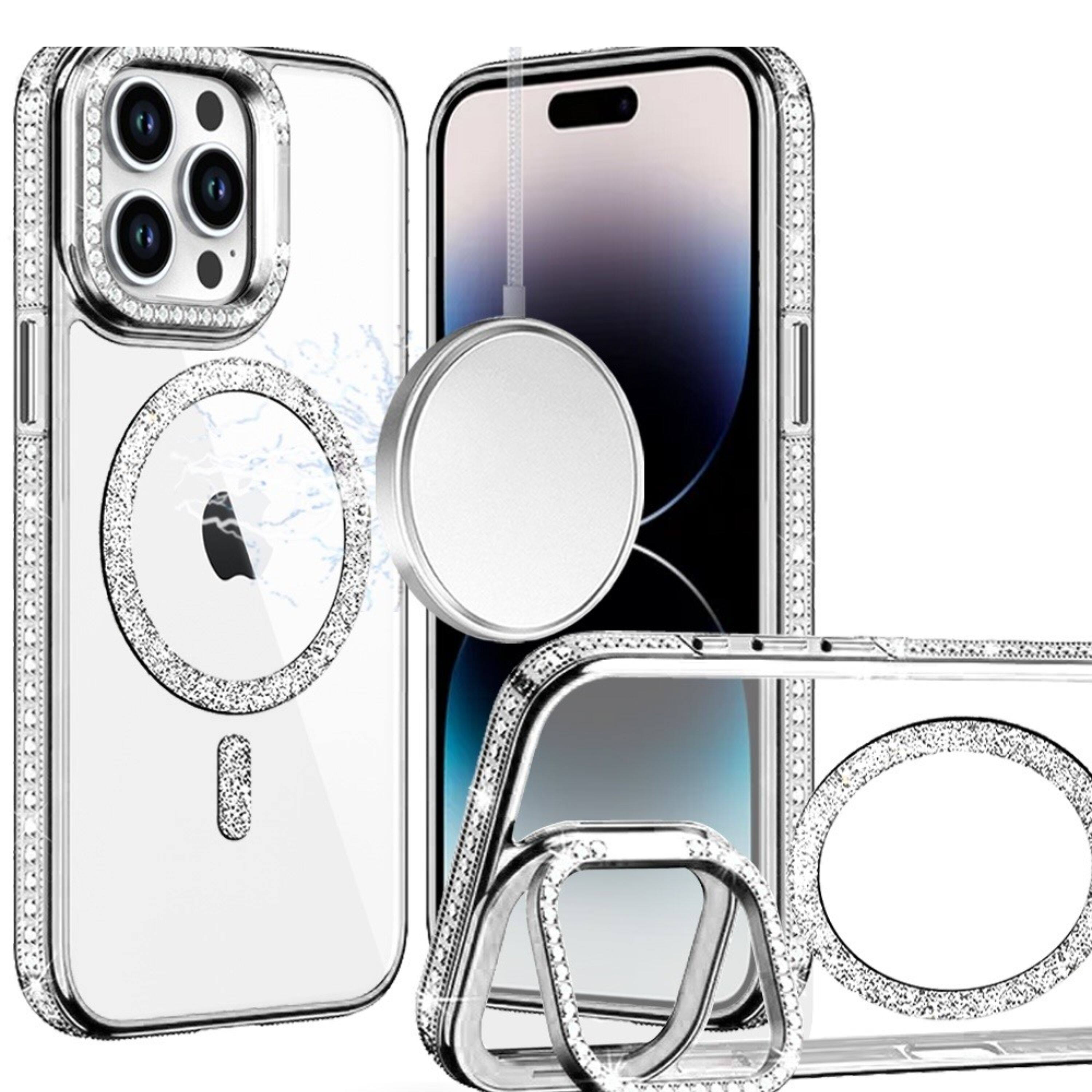 Kitcheniva - Diamond Bling Border Magnetic Circle Glitter For iPhone 14 Pro Max - Silver