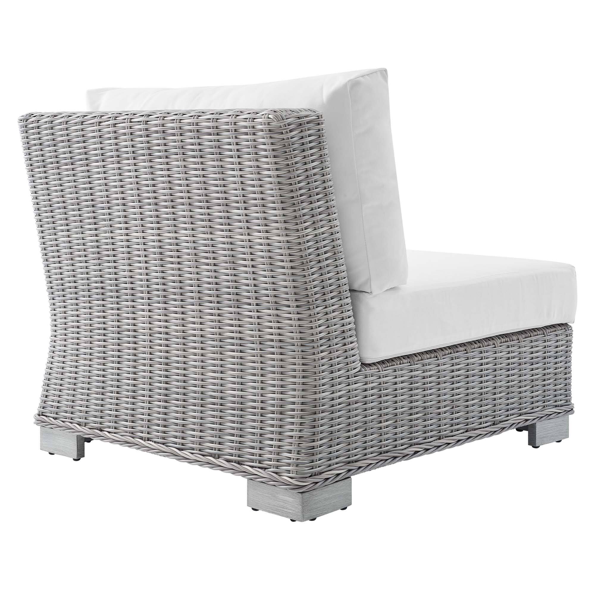 Alt View 3. Modway - Conway Sunbrella® Outdoor Patio Wicker Rattan Armless Chair by Modway - Light Gray White.