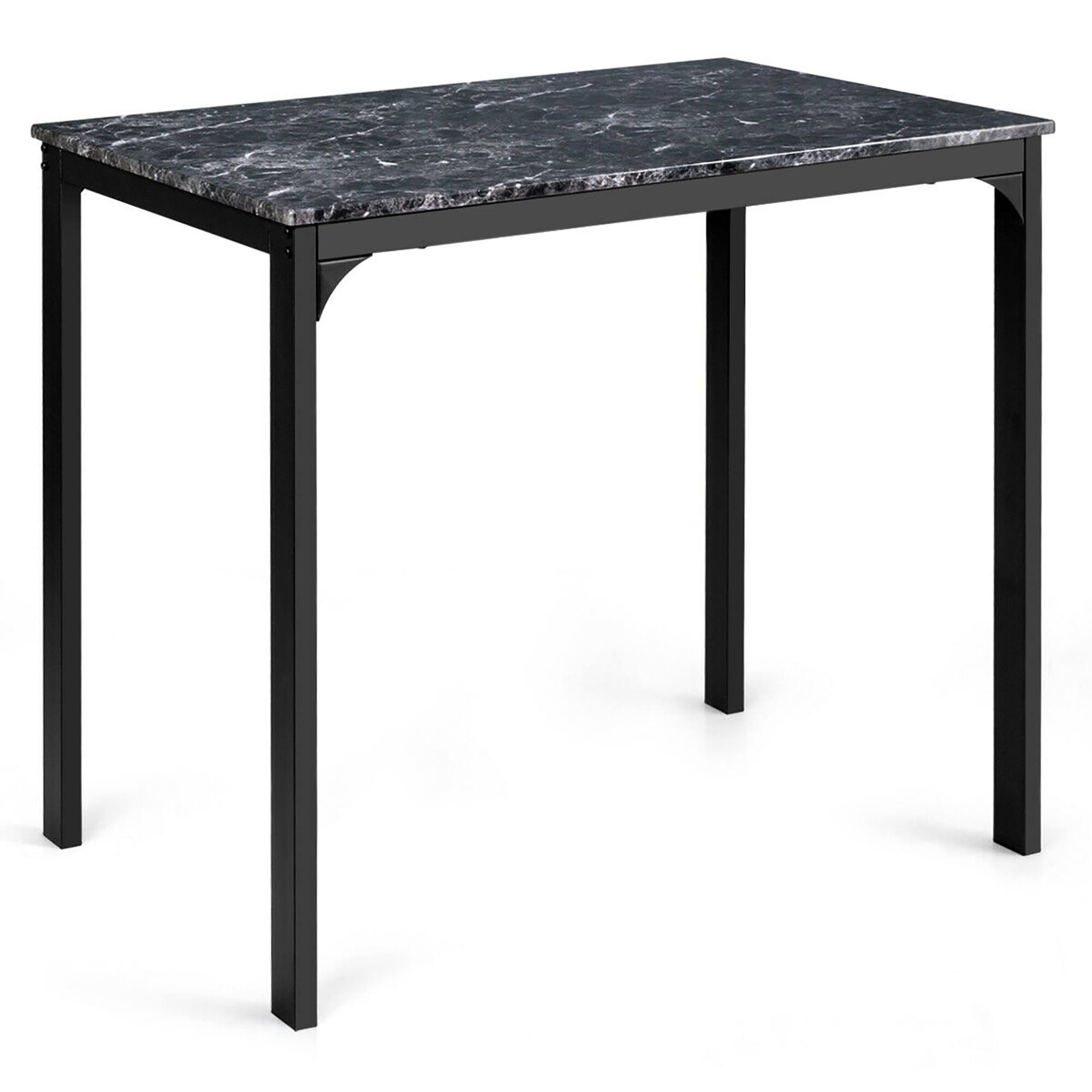 Alt View 18. Costway - 3 Piece Counter Height Dining Set Faux Marble Table 2 Chairs Kitchen Bar Black - Black.