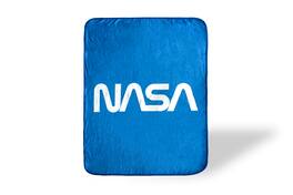 Just Funky - NASA Logo Fleece Soft Throw Blanket | Large NASA Blanket | 60 x 45 Inches - Blue