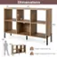 The image shows a wooden shelving unit with dimensions of 47 inches in height, 12 inches in width, and 14 inches in depth. The weight capacity of the top shelf is 135 pounds, while the weight capacity of each cube is 33 pounds. The shelving unit is designed to hold a total weight of 135 pounds, making it suitable for various purposes.