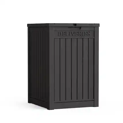 Front. Chic Crate - Package Delivery Box, Large Lockable Storage Box - Black.