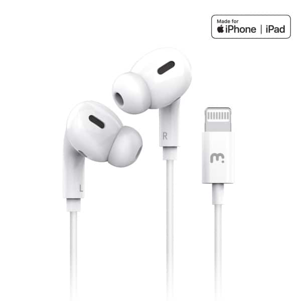 Mybat Pro - Mfi Lightning Earphones includes Volume Control for Apple iPhone 12 Pro Max (6.7) - White