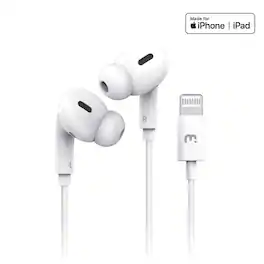 Mybat Pro - Mfi Lightning Earphones includes Volume Control for Apple iPhone 12 Pro Max (6.7) - White