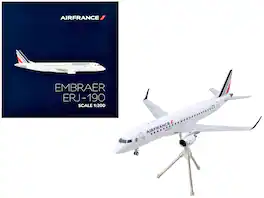 GeminiJets - Embraer ERJ-190 Commercial Aircraft Air France Hop (F-HBLN) with Striped Tail Gemini 200 Series 1/200 & Airplane - White