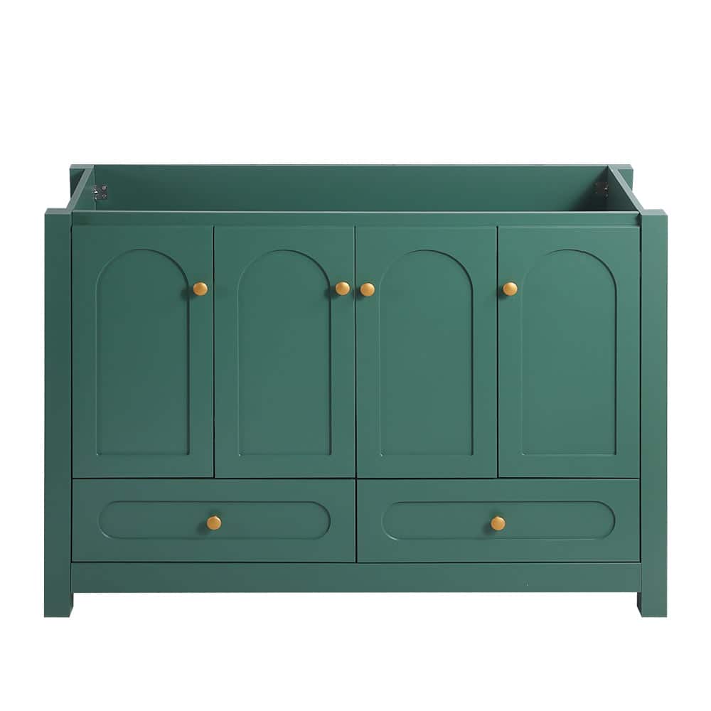 Boyel Living - 48 Inch Wide Bathroom Vanity Ample Storage 4 Sliding Doors 2 Drawers Bathroom Cabinet Without Ceramic Basin - Green