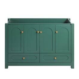 Boyel Living - 48 Inch Wide Bathroom Vanity Ample Storage 4 Sliding Doors 2 Drawers Bathroom Cabinet Without Ceramic Basin - Green