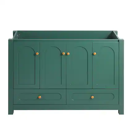 Front. Boyel Living - 48 Inch Wide Green Bathroom Vanity Ample Storage 4 Sliding Doors 2 Drawers Bathroom Cabinet Without Ceramic Basin - Green.