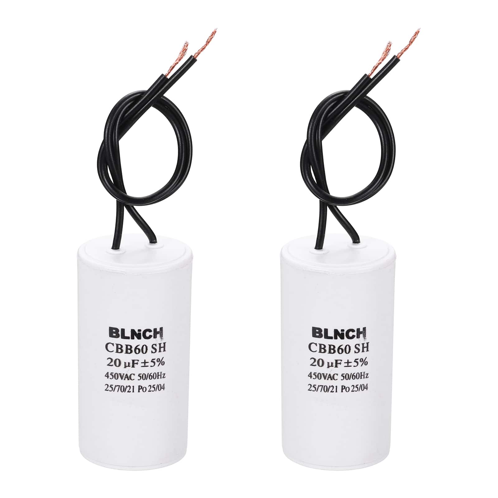 Unique Bargains - 2pcs 20uF CBB60 Running Capacitor, AC 450V 2 Wire for Air Compressor, Washing Machine, Refrigerator, Air Conditioner - White price history on PriceWatchPro