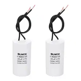 Unique Bargains - 2pcs 20uF CBB60 Running Capacitor, AC 450V 2 Wire for Air Compressor, Washing Machine, Refrigerator, Air Conditioner - White