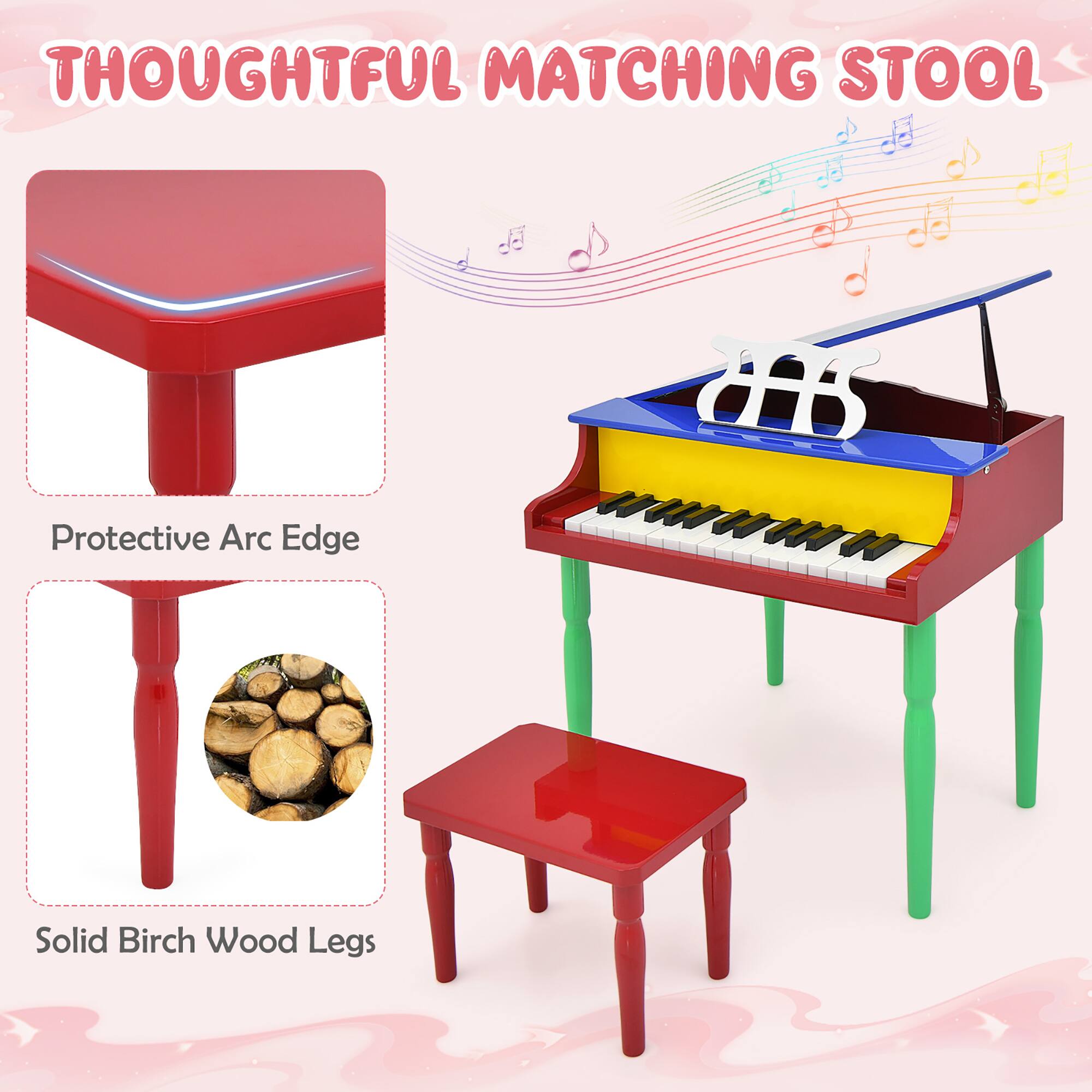Thoughtful Matching Stool

Protective Arc Edge

Solid Birch Wood Legs