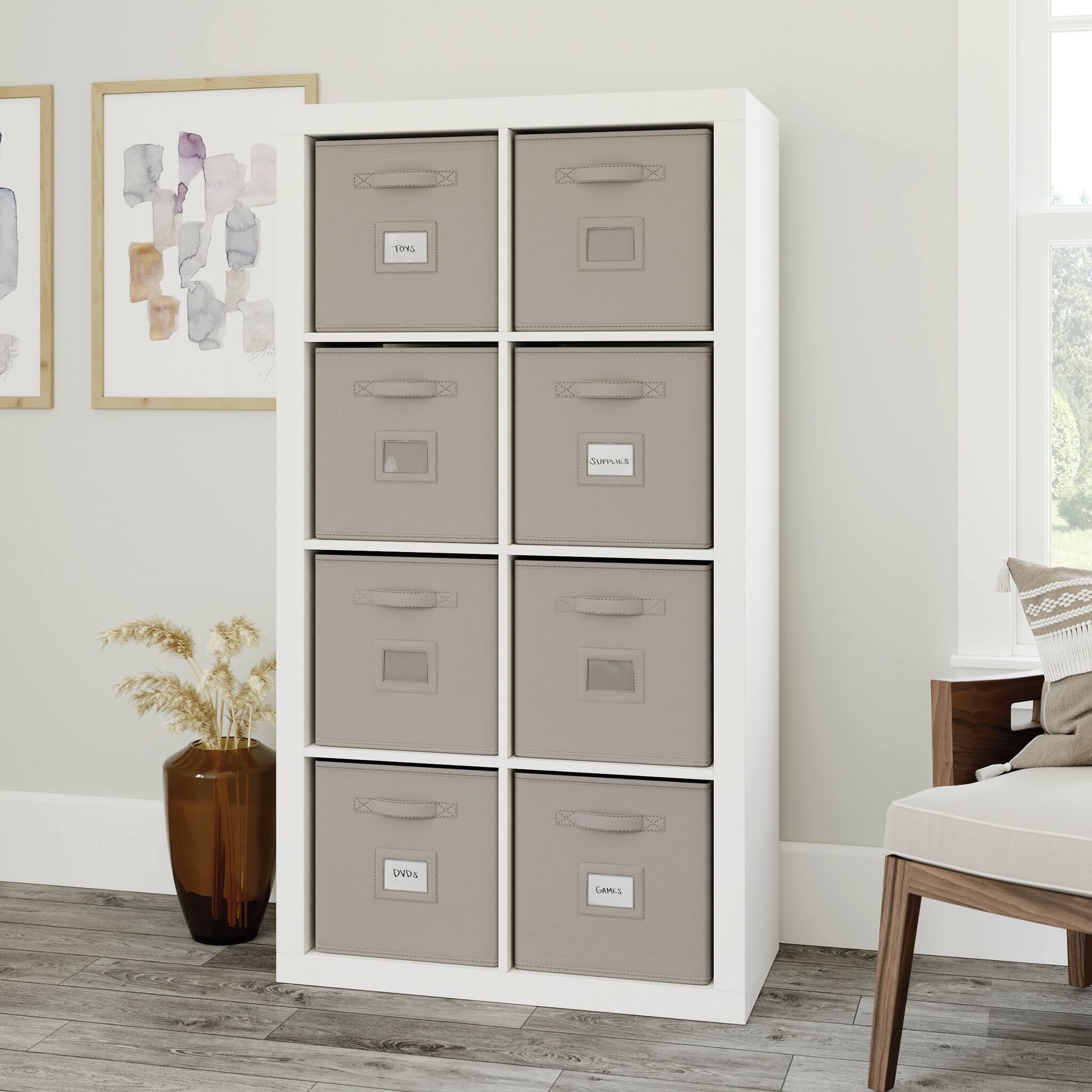 Left. Sauder - Stow-away Organize 2 Shelf-8 Cubby Bookshelf - White Finish.