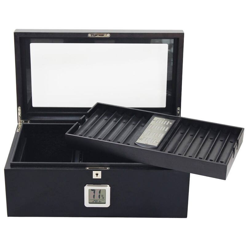 Left. Prestige - THE Raven Cigar Humidors - Full Black Lacquer Finish .