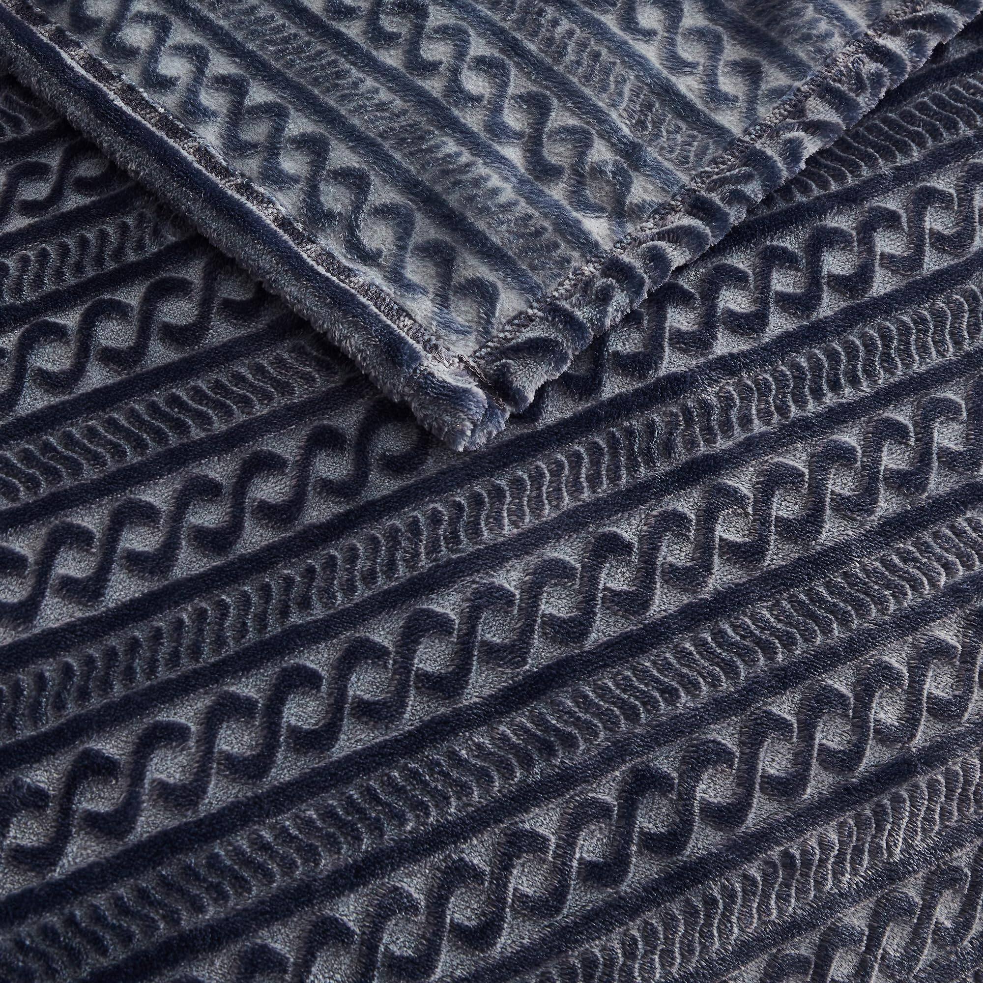 Alt View 5. NICHOLAS KLEIN - Soft Cozy 120x120 Inches Seamless Oversized King Fleece Blanket 3d Jacquard Decorative Giant 10'x10' Califo... - Striped Khaki 120"x120".