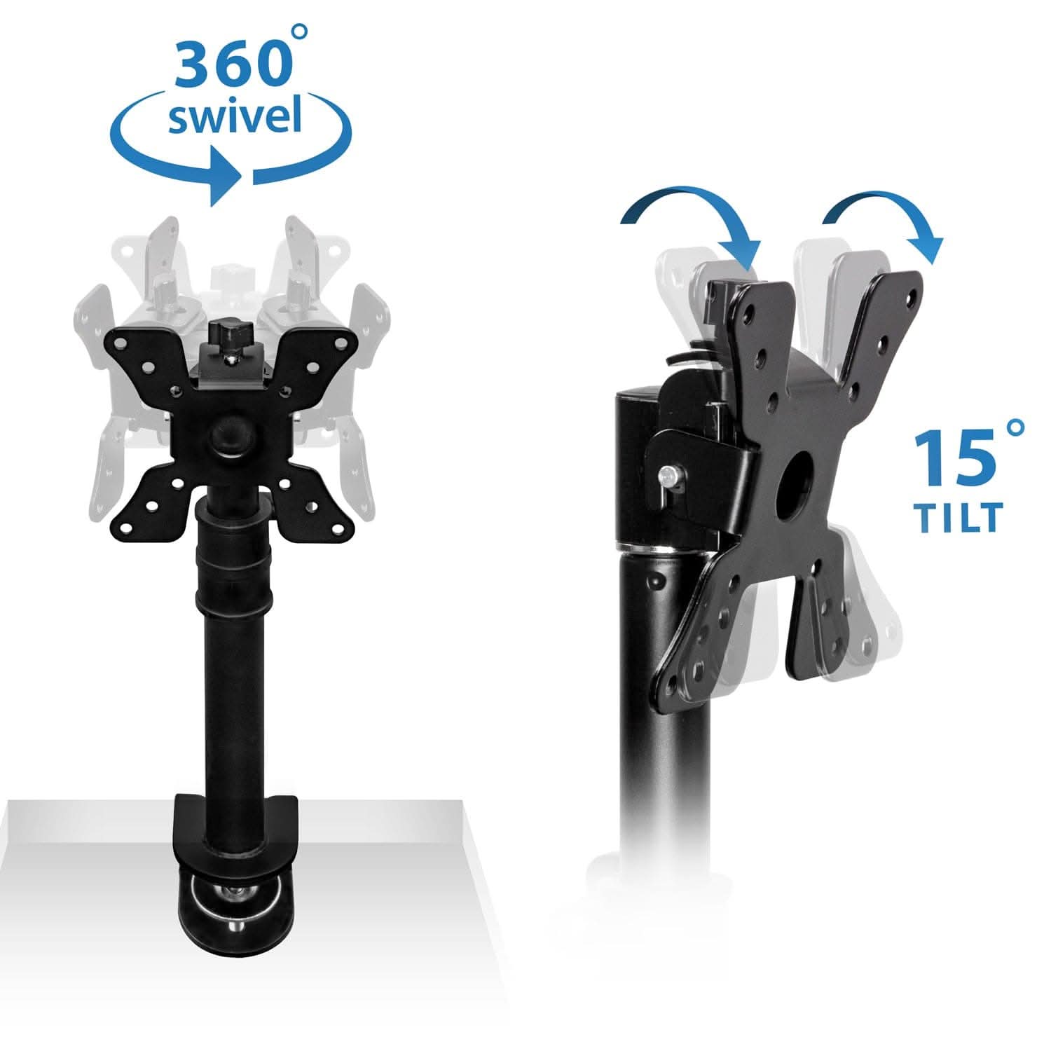 360° swivel  
15° TILT