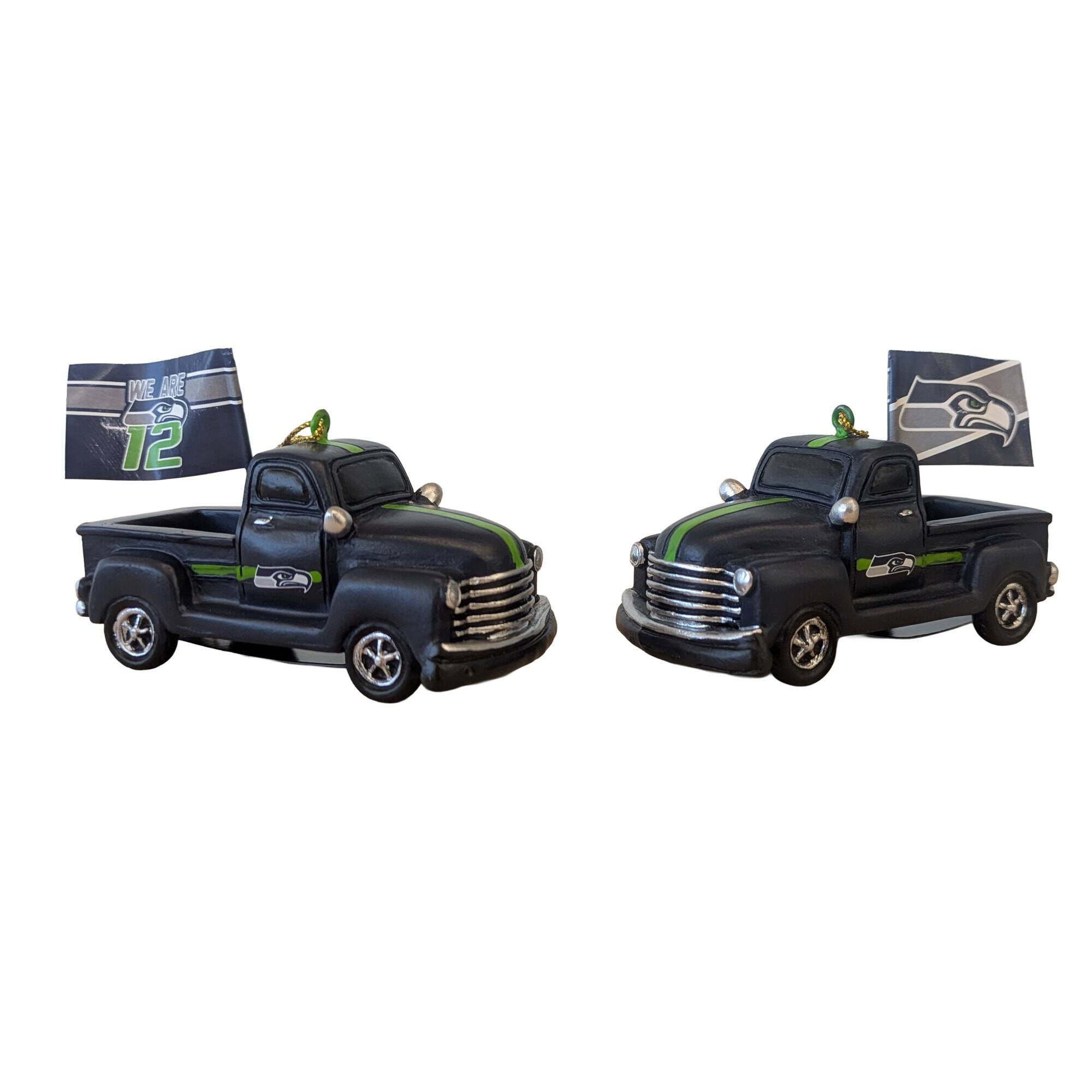 Front. Evergreen Enterprises - Seattle Seahawks Hangable 3" Rally Truck Two-Piece Statue Set - Multicolor.