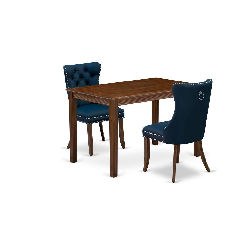 Front. East West Furniture - 3 Piece Dining Table Set Consists of a Rectangle Solid Wood Table - Grey.