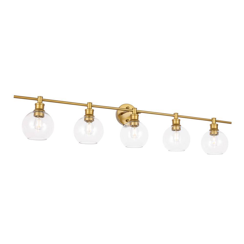 Back. Living District - Collier 5 light Brass and Clear glass Wall sconce - Brass And Clear Glass.