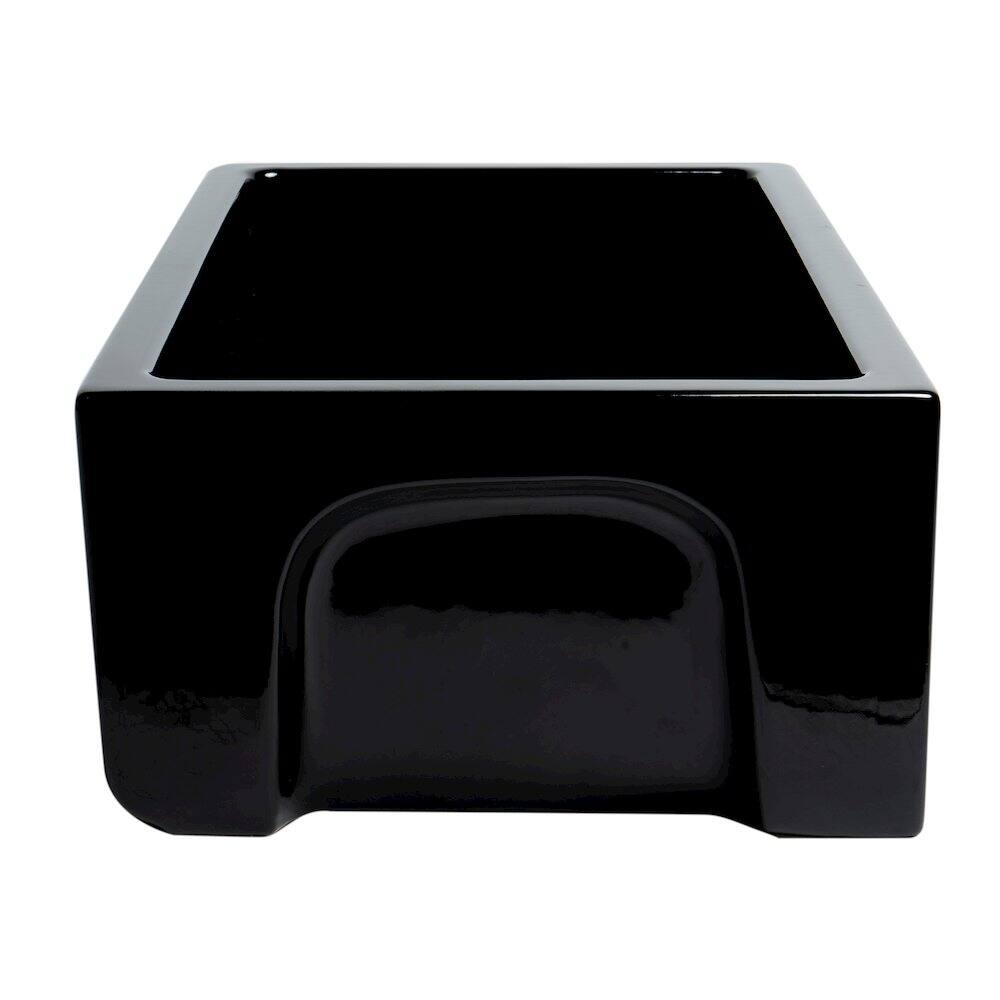 Alt View 2. Alfi - ALFI brand 30 Black Gloss Reversible Smooth / Fluted Single Bowl Fireclay Farm Sink - Black Gloss.