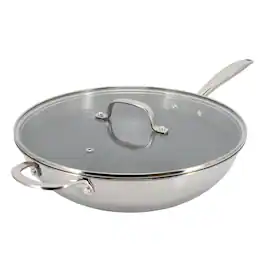 Better Chef - 12.5 Inch 3 Ply Stainless Steel Nonstick Wok with Lid - Silver
