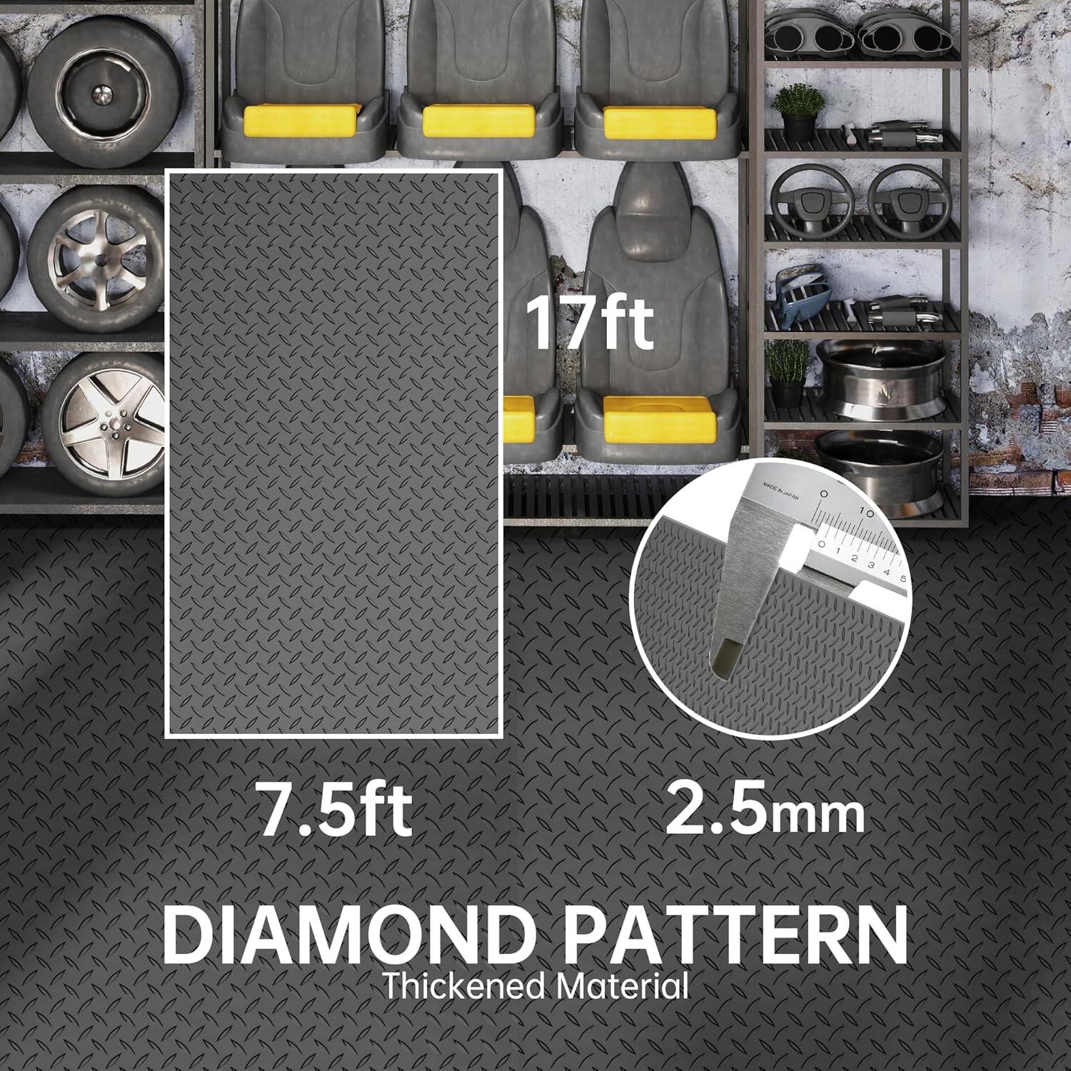 17ft x 10ft  
7.5ft x 2.5mm  
DIAMOND PATTERN  
Thickened Material