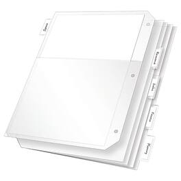 Fellowes - Cardinal Poly Binder Pockets, 3-Hole Punched, 5/Pack - Clear