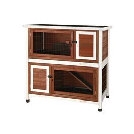 TRIXIE - Natura Double Weatherproof Outdoor 2-Story Wooden Animal Hutch - Auburn/White