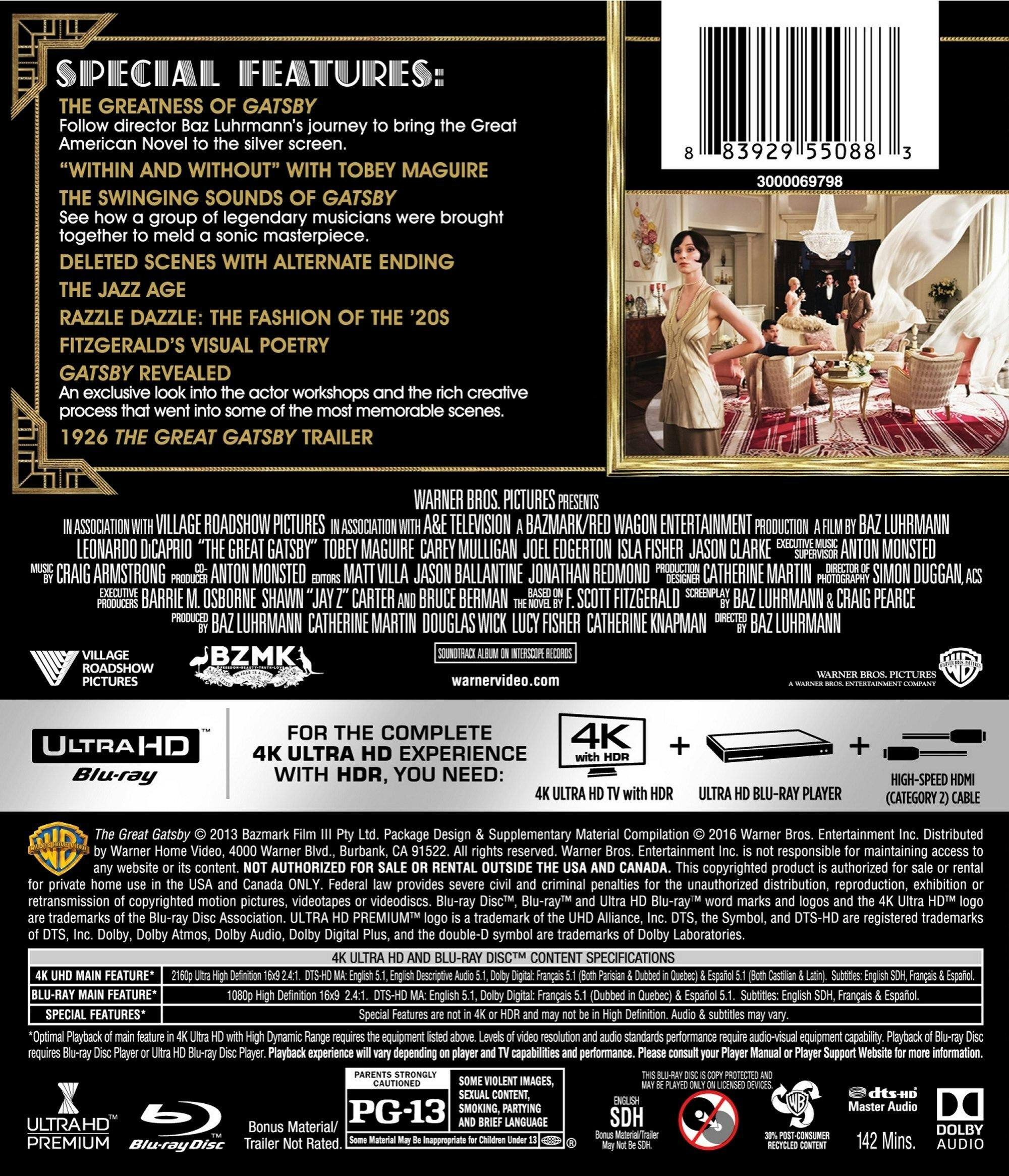 Back. The Great Gatsby (4K Ultra HD + Blu-ray) [UHD].
