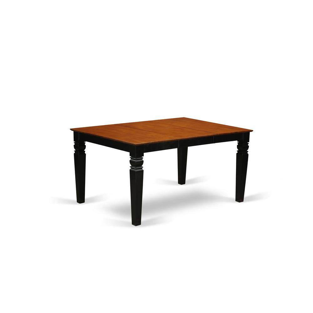 Angle. East West Furniture - 7 Pc Kitchen table set with a Dining Table and 6 Leather Kitchen Chairs in Black - Black & Cherry.
