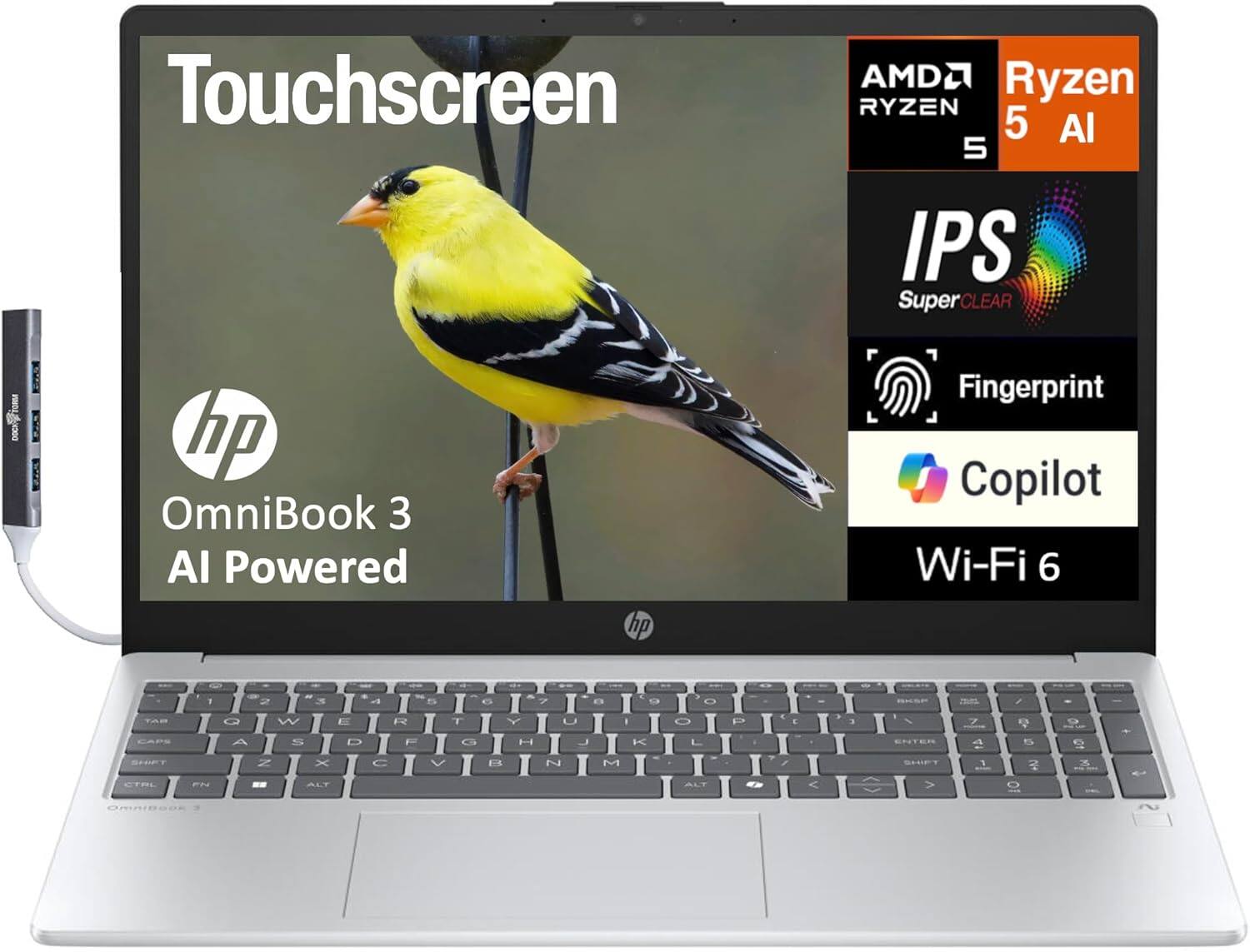 HP OmniBook 3 Laptop 15.6 FHD (AMD Ryzen AI 5 330, 16GB DDR5