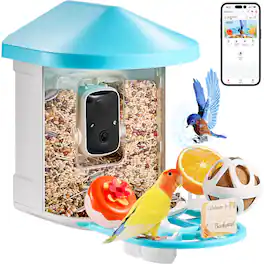 Anysun - Smart Bird Feeder with Camera 2K HD AI Identify Bird Species Auto Capture - Blue